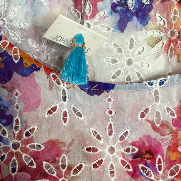 Johnny Was | Summer Days Eyelet Dress Braided Tie Waist Size Small - Picture 5 of 8